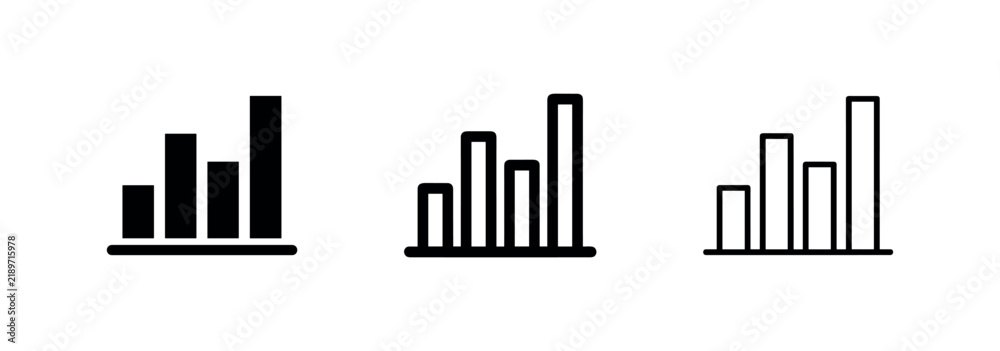 Obraz premium Financial Business Growth Bar Chart Graph Icon Set for Data Analysis and Statistics Reporting