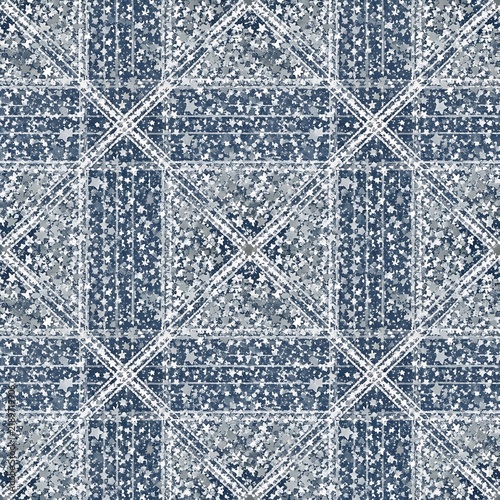 Seamless blue denim textured geometric pattern background