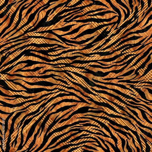 Seamless abstract tiger and zebra stripes animal print pattern background