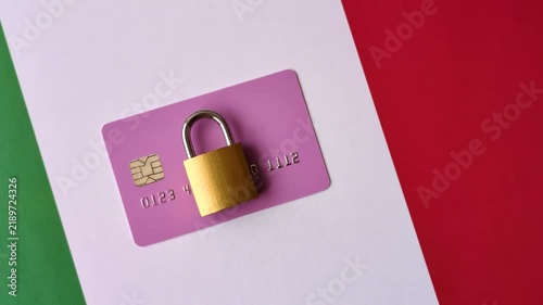 Blocking of a bank debit card, account, or bill, fraud, or bankruptcy. Blocking of a bank card as a background for your design