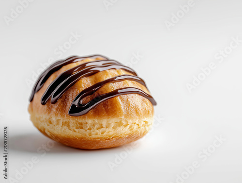 Fresh Pastry With Chocolate Drizzle Isolated