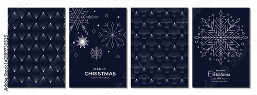 Luxury Christmas and new year invitation cards with elegant snowflake pattern background