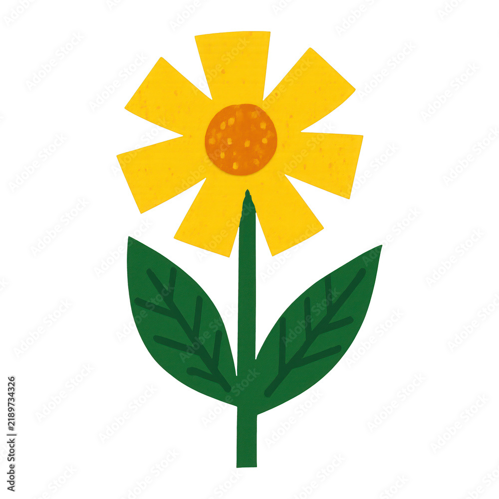 Obraz premium PNG Bright cheerful yellow flower illustration.