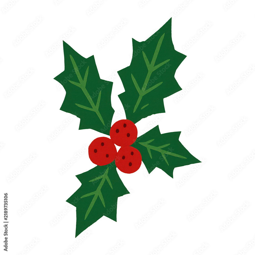 Obraz premium PNG Festive holly leaves berries illustration.