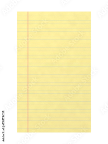 Принти на полотні Yellow Legal Pad Sheet with Perforated Top Edge Isolated on Transparent Backgrou