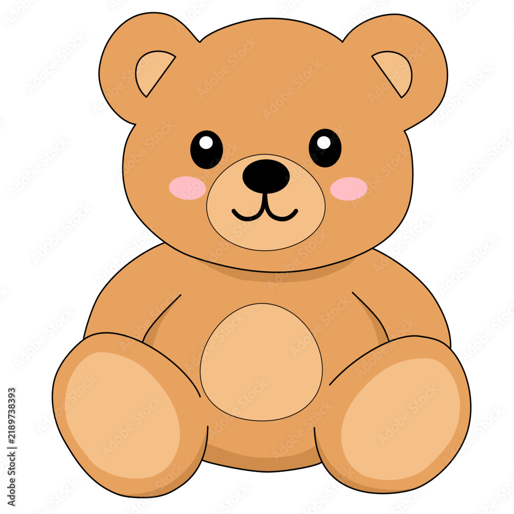 Fototapeta premium Cute_Brown_Teddy_Bear_Plush_Toy_Vector_Illustration_for_Kids_Nursery_Room_Decor_Childish_Graphic_Asset_Clipart_Isolated