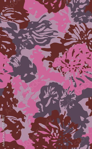 Fotografie Vibrant pink and purple floral pattern with maroon accents