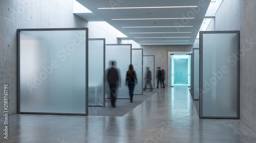 Obraz na płótnie Layered glass corridor for discreet access flow