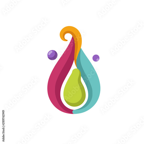 Obraz na płótnie Abstract colorful graphic with pear shape and spheres