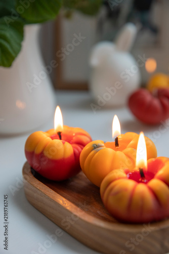 Tomato-shaped decorative candles