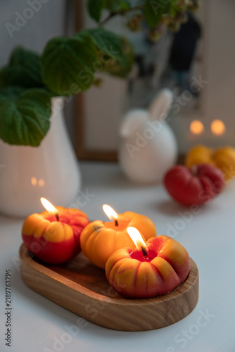 Tomato-shaped decorative candles