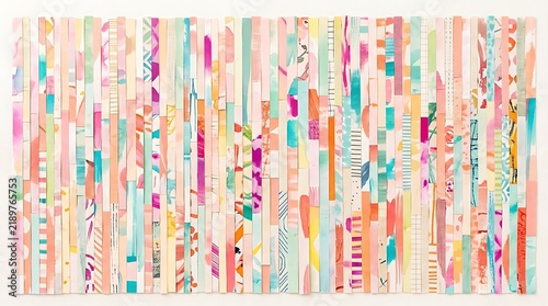 Abstract background with vertical stripes in vibrant pastel colors and artistic brush stroke textures for modern design