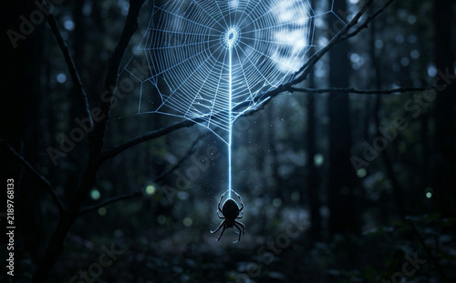 spider web with dew drops