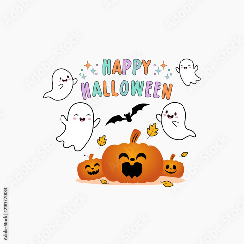 happy halloween card with pumpkin