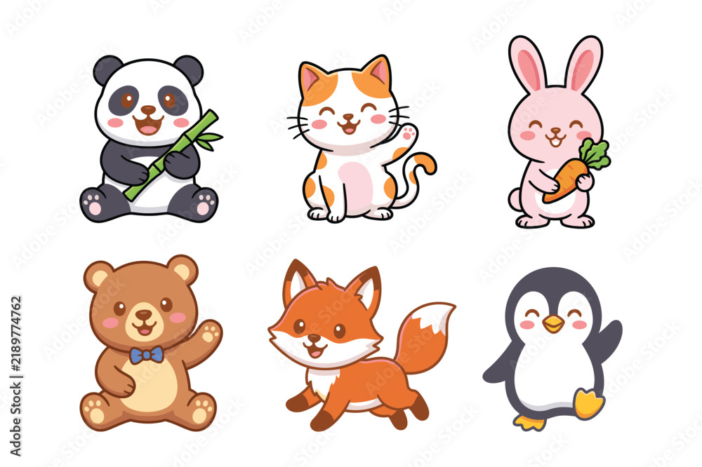 Fototapeta premium Surreal Cartoon Animals Vector Illustration 