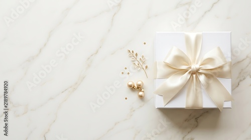 A beautifully wrapped gift box with a large elegant bow suggests celebration presents and the joy of giving or receiving perfect for special occasions