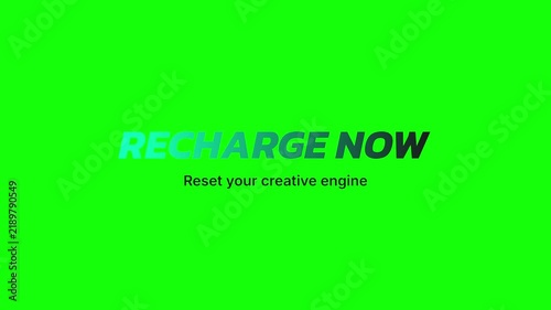 Recharge Now Slogan with Creative Engine Text on Bright Green Background for Digital Design Marketing and Motivational Stock Graphics