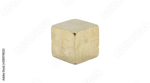 Natural pyrite crystal cube mineral specimen isolated on transparent background