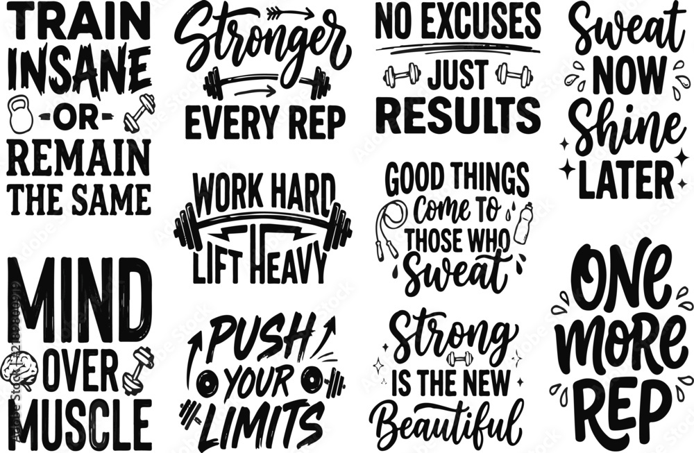 Fototapeta premium gym motivation typography design 