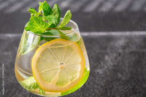Refreshing Hugo Spritz cocktail with lemon mint ice bubbles and elegant summer presentation