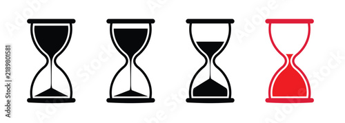 Hourglass Time Management Icon Set, Waiting Deadline Countdown Timer, Patience Schedule, Progress, Urgency, Productivity Symbols