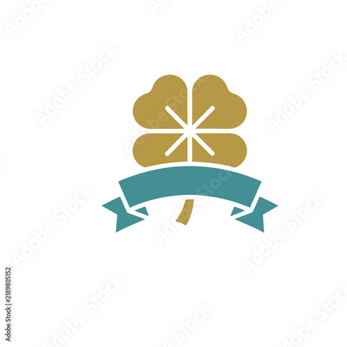 Fotografie Four Leaf Clover and Ribbon Banner