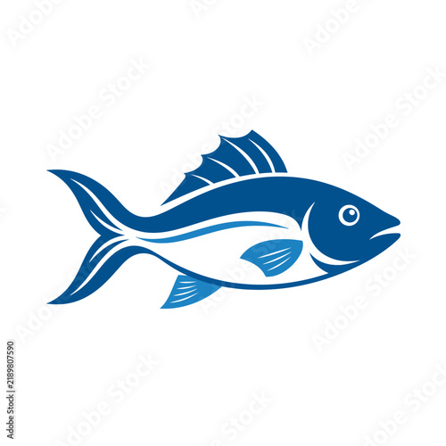 Blue fish silhouette vector icon