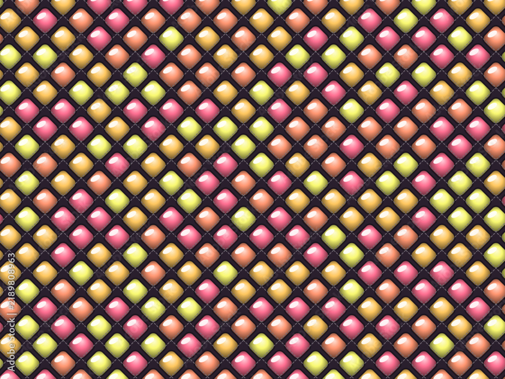 Fototapeta premium Squishy Tufted Cushion Grid Modern Abstract Pattern