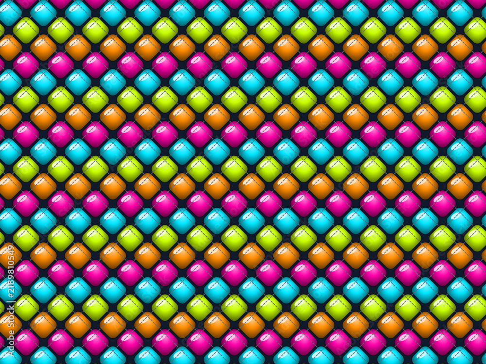 Obraz premium Glossy Puffy Quilt Pattern Soft Cushion Tiles
