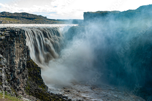 Powerful Dettifoss Waterfall with Dramatic Mist in North Iceland