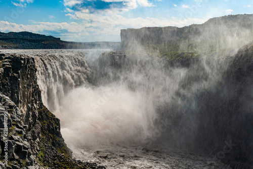 Powerful Dettifoss Waterfall with Dramatic Mist in North Iceland