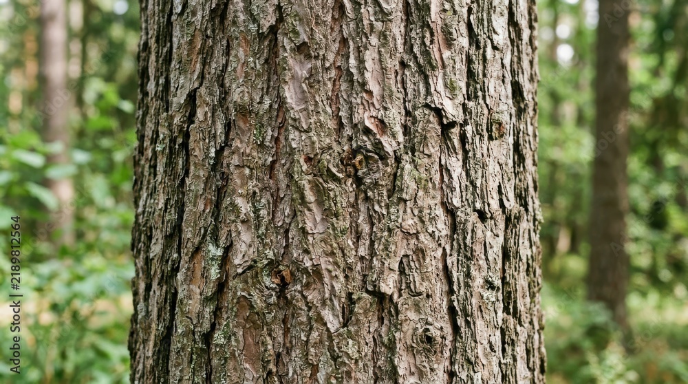Obraz premium Close-up of rough pine tree bark in a forest