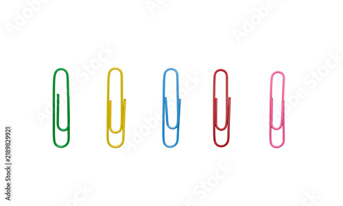 Foto Set of colorful paperclips isolated on transparent background