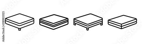 Minimalist real estate real estate mattress editable line art vector icon set. Professional real estate outline icons pack.