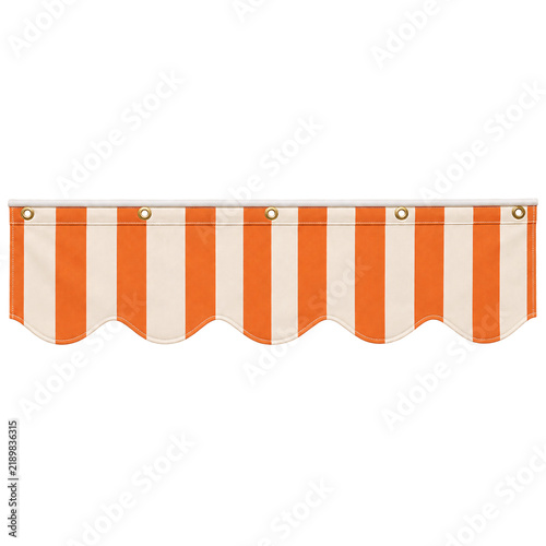 Orange and white striped awning border with a wavy scalloped edge