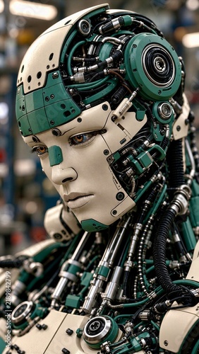 Futuristic Humanoid AI Robot with Exposed Mechanical Components
