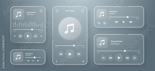 Media music player interface isolated on white background. Multimedia frame template. Mockup live stream window, player. Online broadcasting. Multimedia navigation and music application.