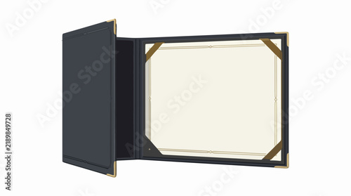 Open Graduation Diploma Cover Folder with Blank Certificate Vector