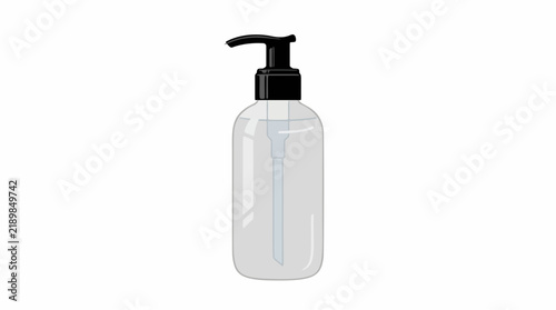 Clear plastic pump dispenser bottle for liquid soap and cosmetics vector illustration