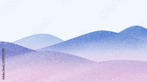 Abstract glittering blue and lavender layered waves on a white background with generous copy space