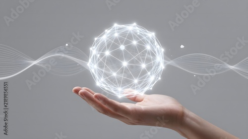 Futuristic Global Communication and Data Connection Sphere Floating