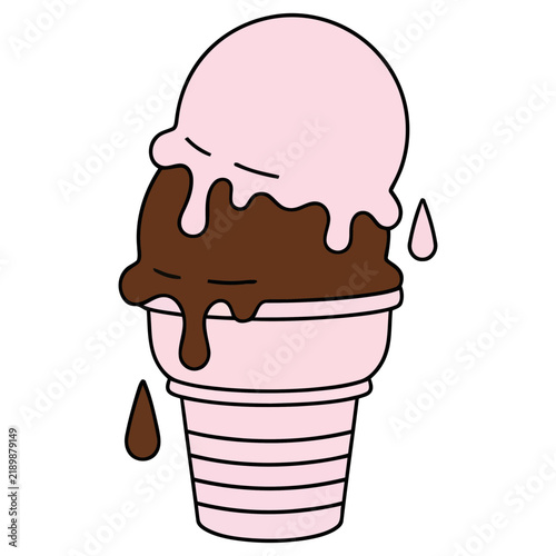 Two scoops of ice cream in a cone