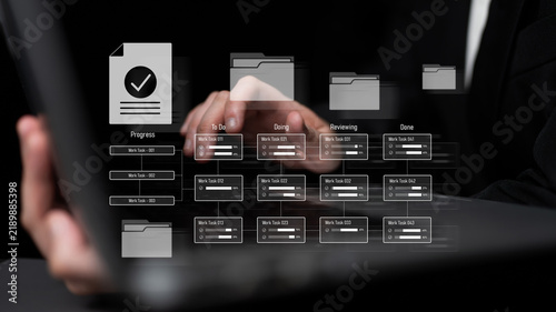 Cuadro en lienzo Task management workflow dashboard visualizing to-do lists, ongoing tasks, revie