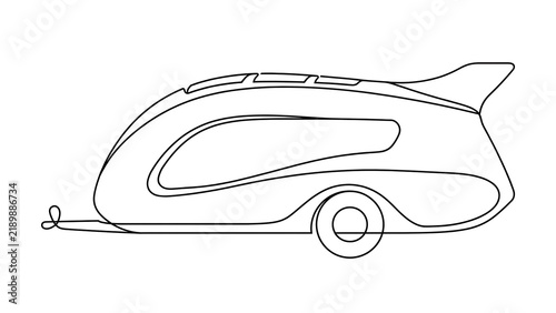Futuristic camper trailer white background.