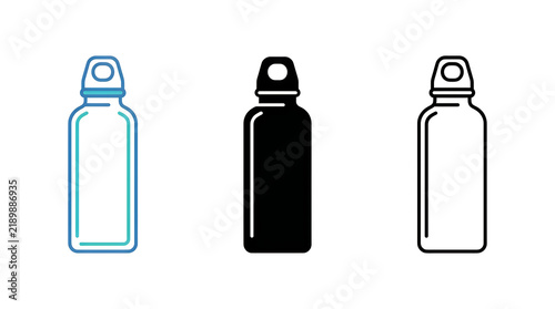 Three water bottles with different colors