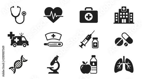 Medical and scientific research vector icons.