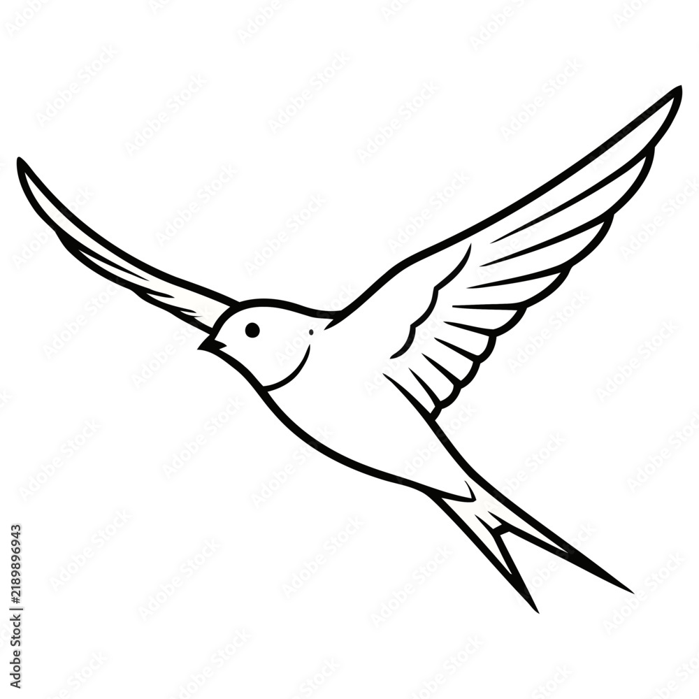Fototapeta premium Line art of a swallow in flight