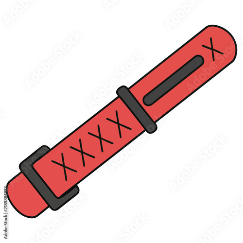 Red object with black accents