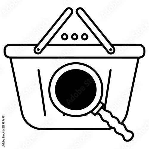 Shopping basket with magnifying glass icon