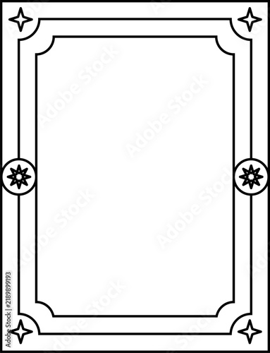 Vintage Mystical Tarrot Card Frame Border Template Line Art Outline